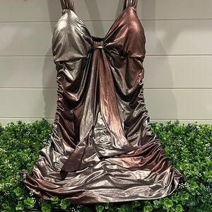 Metallic Bronze and Silver Mini Dress